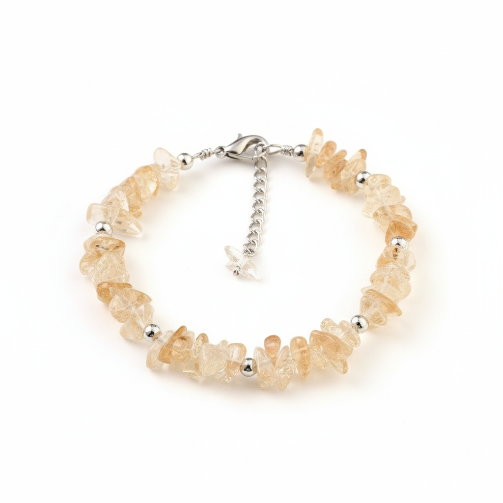 Natural Citrine Crystal Chip Bracelet)