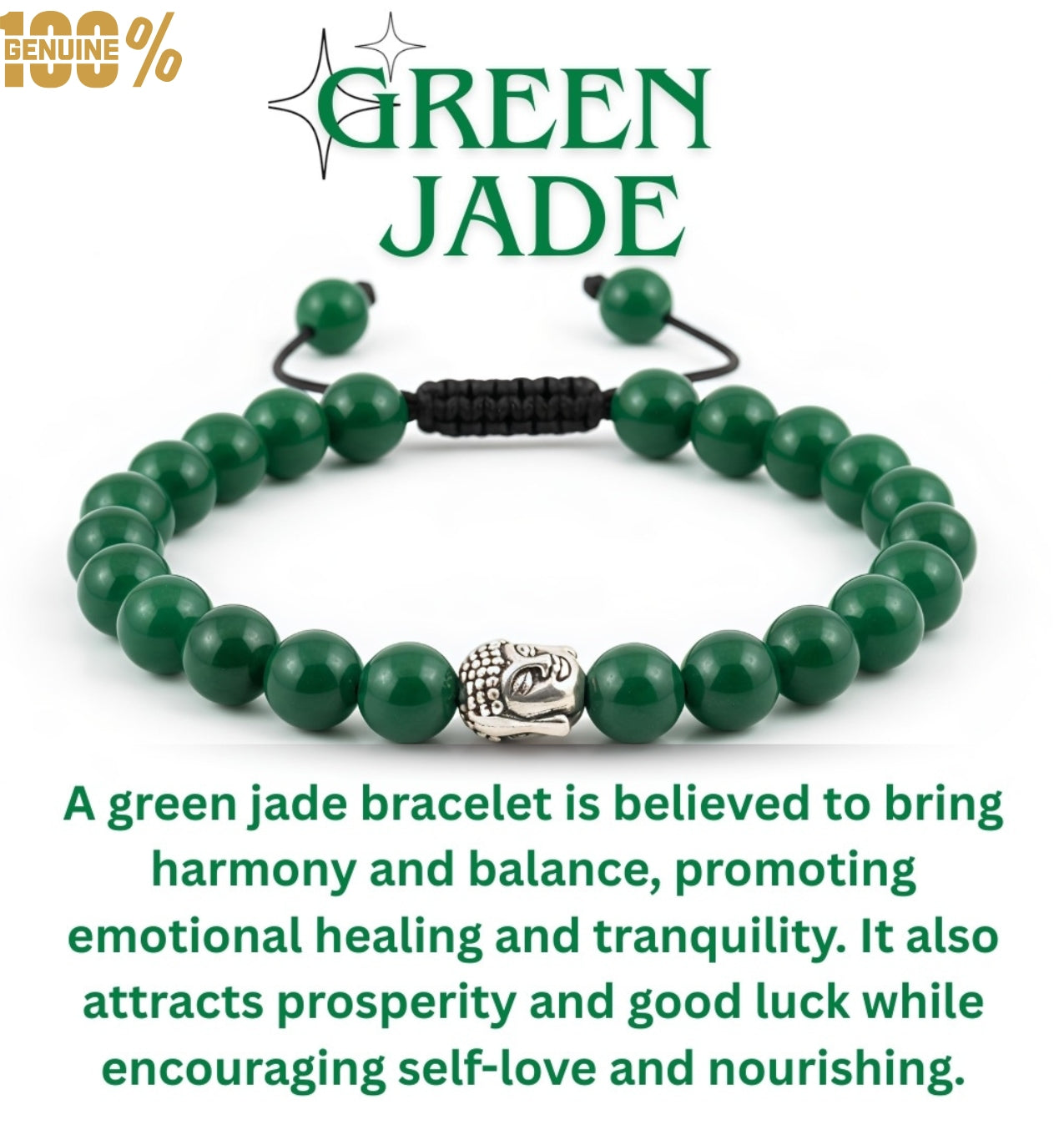 Natural Green Jade Buddha Pendant Thread Bracelet for Good Luck & Protection