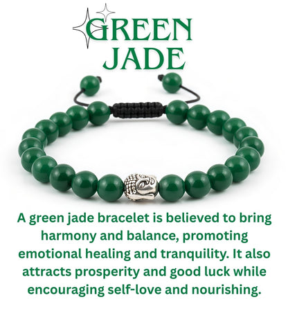 Natural Green Jade Buddha Pendant Thread Bracelet for Good Luck & Protection