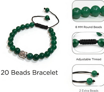 Natural Green Jade Buddha Pendant Thread Bracelet for Good Luck & Protection