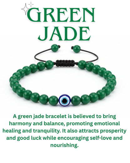 🧿 Green Jade and Evil Eye Protection Bracelet