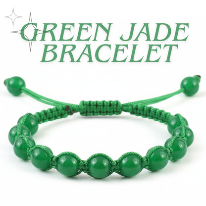 the Prosperity Knot: Green Jade Braided Thread Bracelet for Good Luck