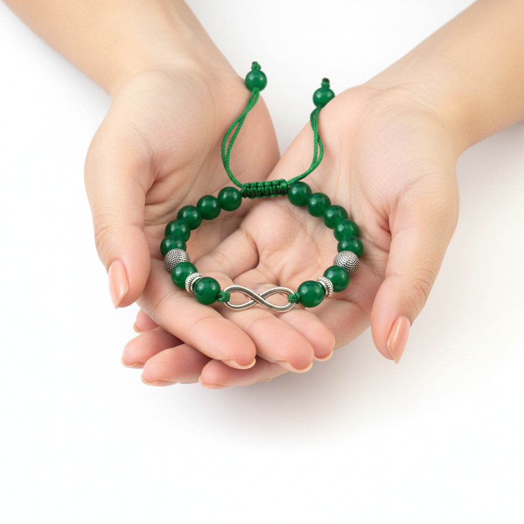 Green Jade Infinity Bracelet – Artisan Guthayi Weave