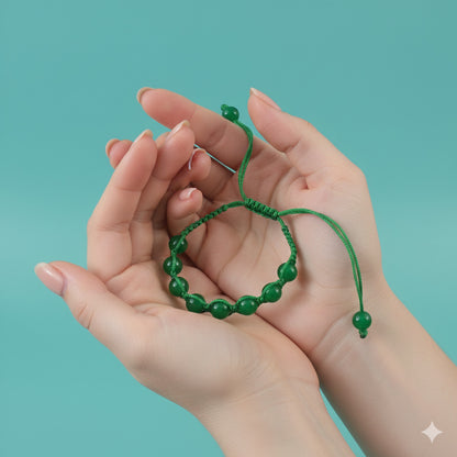 the Prosperity Knot: Green Jade Braided Thread Bracelet for Good Luck