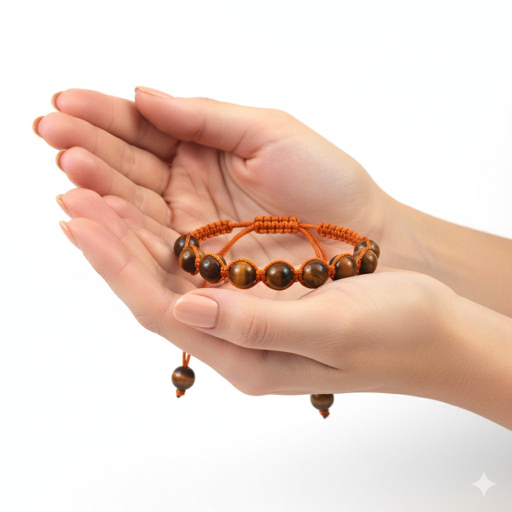 The Voyager: Braided Tiger Eye Guthayi Stone Bracelet (Unisex)