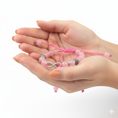 The Eternal Love Bracelet: Rose Quartz Guthayi with Infinity Charm