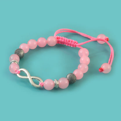 The Eternal Love Bracelet: Rose Quartz Guthayi with Infinity Charm