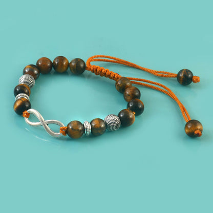 Natural Tiger Eye Guthayi Infinity Bracelet