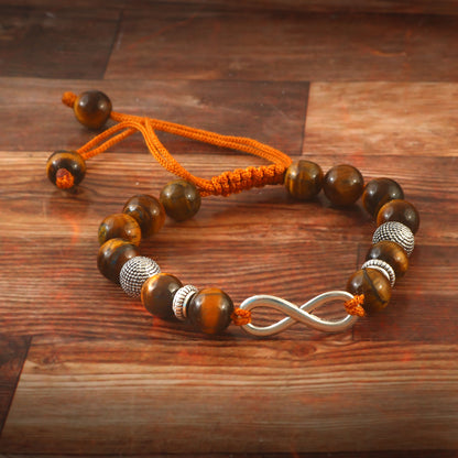 Natural Tiger Eye Guthayi Infinity Bracelet