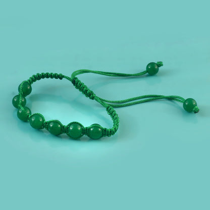 the Prosperity Knot: Green Jade Braided Thread Bracelet for Good Luck