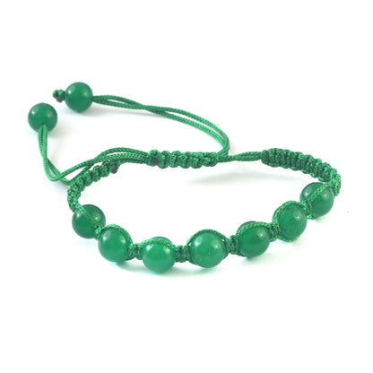 the Prosperity Knot: Green Jade Braided Thread Bracelet for Good Luck