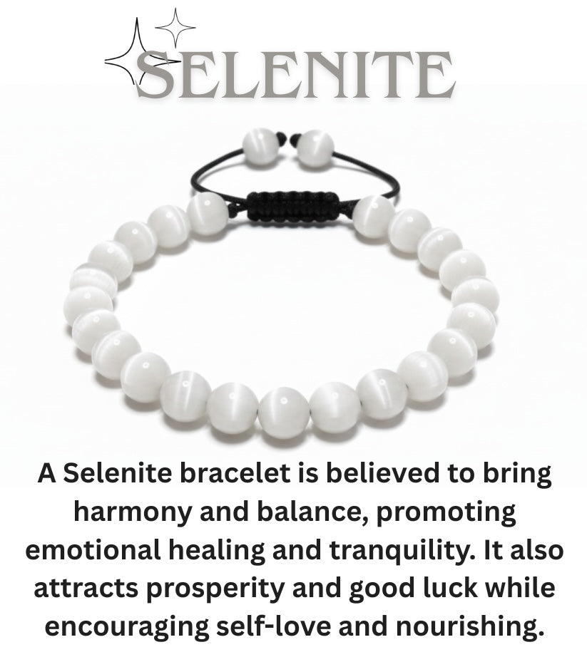 "Liquid Light" Pure Selenite Bracelet | Mental Clarity & Aura Cleansing