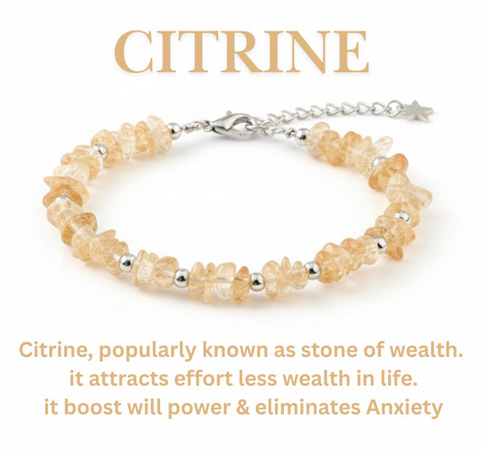 Natural Citrine Crystal Chip Bracelet)