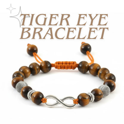 Natural Tiger Eye Guthayi Infinity Bracelet