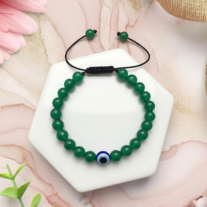 🧿 Green Jade and Evil Eye Protection Bracelet