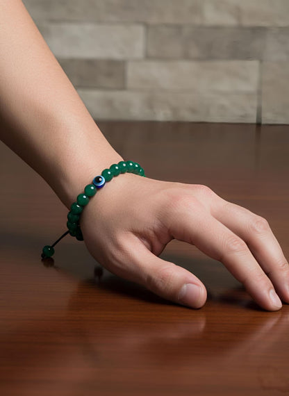 🧿 Green Jade and Evil Eye Protection Bracelet