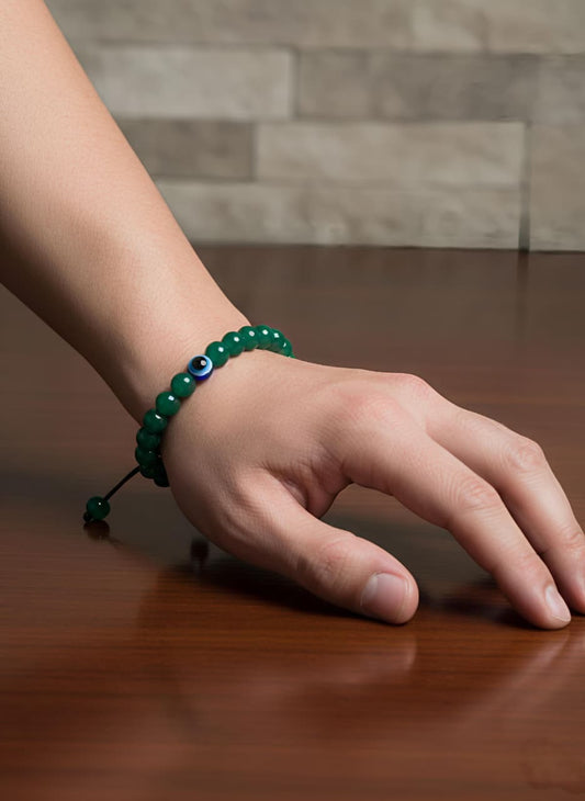 🧿 Green Jade and Evil Eye Protection Bracelet