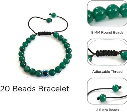 🧿 Green Jade and Evil Eye Protection Bracelet